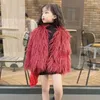 Jackets 2024 Autumn Winter Kids Girls Fashion Single Breasted O-Neck Jacked Coats Kinder Kleding Warm Beach Wool Fur Outerwear A08