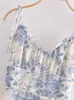 Robes décontractées de base Robe deux pièces rétro français d'été bleu et blanc fleur avallow imprimé bandage à volants mini robe sexy ruffled ourlet en dentelle Slingl2405