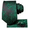 Bow Ties Hi-Tie Design Floral Green Black Blue Silk Wedding Tie For Men Handky Cufflink Gift Heren Ntralter Fashion Business Party Dropship