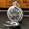 Pocket Montres Steampunk Quartz Watch Silver Case Collier Halloween Halloween Mens de Noël pour hommes et femmes Couple de chaîne de pendentif