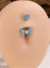 Navel Rings KUNIU 1Pc Simple Fashion Bow With Zirconium Navel Ring LadyS Personal Puncture Jewelry Belly Button Nail Belly Jewelry d240509