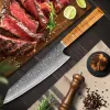 Xituo Damascus Chef Couteau 8 pouces, Pro Damas Super Steel Kitchen Knife, couteau japonais ultra aiguisé avec poignée dorée ergonomique