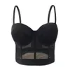 Sexy zwart transparante bh -mesh push up Bralet dames tube top corset bustier club party crop lingerie plus size 240509