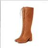 Boots Fashion Femmes Cross Strap Suites Automne Winter Knee High Lady épaisse semelle Plateforme