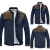 Jackets de jaquetas masculinos Jaqueta de inverno Manga longa Spot Stand Coloque Botões de bloco de cor Corduroy Slim