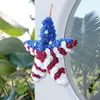 装飾的な花の花輪7月4日花輪愛国的なアメリカーナリースボックスウッド手作り記念日の花輪フェスティバルガーランドデコレーションフロントドアウォール