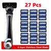 Razors Blades 6層シェーバーヘッドマニュアルステンレス鋼のクラシック6面安全Q240508