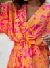Vestidos casuais básicos vestido de duas peças feminino outono vneck bastão solto asa curta vestida impressa na moda e elegante renda praia mini vestido casua