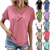 Koszulki damskie Ubrania dla kobiet solidny kolor V-deck z krótkim rękawem wygodne kobiety