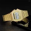 Armbanduhren Sport Watch Men Digital LED Luxury Fashion Square Alloy Dial Electronic Womens Watches Kinderuhr Männlich für Jungen Geschenk Montre