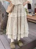 Saias de renda de verão linho de linho de algodão feminino flor midi casual feminino couro elegante babado com cintura alta feminina feminl2405