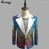 Herrenanzüge Männer Designs Maskulino Homme Terno Bühnenkostüme für Sänger Jacke Multicolor -Pailletten Blazer Dance Star Style Kleid