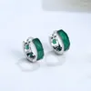 Boucles d'oreilles étalon ES024 ZFSilver S925 Silver Coréen Fashion Fresh Simple Green Black Agate Blue Sand Blanc Bijoux Femmes Match-All Man