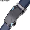 WOWTIGER BLUE 3 5 см шириной корова КОВЕРНАЯ КОВАНА Менс ремень кожи для кожи для кожи.