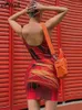 Robes décontractées Habbris Automne Sexy Red Graphic mini robe Night Club Club pour femme 2024 sans manches