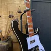 Guitare de basse électrique Black 4 cordes, pont réglable de mise à niveau disponible, micro blanc, quincaillerie chromée, manche en palissandre