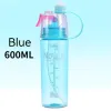 600 ml spray koude water fles sublimatie mist waterfles herbruikbare sportschool sport plastic fles met spray zomer 05099