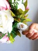 Bouquets de mariage rustiques pour mariée Champagne blanc roses artificielles Fleurs de mariée Bouquet pour décoration de mariage