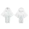 Women's Robe Big Lace Sleeve Robe Long Kimono Bathrobe Gown Lady Sexy Nightdress Bridal Wedding Dress Rayon Intimate Lingerie Sleepwear