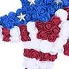 装飾的な花の花輪7月4日花輪愛国的なアメリカーナリースボックスウッド手作り記念日の花輪フェスティバルガーランドデコレーションフロントドアウォール