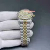 Senaste mäns Iced Diamond Wristwatch Gold Face Color Arabic Scale Bi-Gold Diamonds Strap Watch Full Automatic Mechanical Watches 2269
