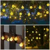 Solar Crystal Globe LED String Lights 60 8 أوضاع الإضاءة IP65 Fairy Light Christmas Garland for Garden Party Decor 1pc2pcs 240508