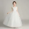 Girl's jurken BX683 Kinderkinderen Lange trouwjurk Fluffy Mesh Princess 3-15 jaar oude kledingmeisjes Performance Dance Ball T240509