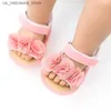 Slipper Jlong zomer pasgeboren babyschoenen meisjes kanten sandalen mode kleuterschool zachte zool niet-slip krib 0-18 maanden Q240409