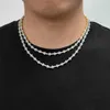 Pendanthalsband Hoyon Shiny Iced Out Diamond Tennis Chain Halsband 6mm Blzircon Punk Hip Hop Mens Armband Silver Gold Color Party Jewelry J240508