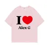 Herren-T-Shirts Ich mag Alex G Grafikdruck T-Shirt Herren Mode Casual T-Shirt Herren Retro übergroße Straßenkleidung neutral reines Baumwoll-T-Shirt D240509