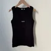 Designer dames tanktop zomer slanke mouwloze camisole tanktop draad borduurwerk logo buitenkleding stretch sporten breier