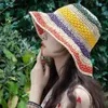 Grands chapeaux à bord coloré crochet pliable couchable ombrage tourism vacances seasside paille de paille plage de soleil pêcheur