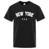 Men's T-Shirts U.S.A New York USA City Strt Printed For Men Loose Oversized T Shirt Fashion Breathab Short Seve Cotton Clothing H240508