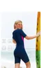 Frauen Badebekleidung Frauen Ein Stück professionelles wasserdichtes, schnell trocknendem Strand Badeanzug kurzärmelig Front Reißverschluss Push Up Bade-Surfen