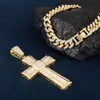 Color de colgante de color cruzado de oro HOP HOP HOP 13 mm Collar de cadena cubana Collar helado Bling Cross Cross Hip Hop Jewellry Mujeres