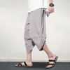 Pantalon pour hommes Men Summer Cropité Impression à rayures verticales avec une taille de cordon élastique Carrot pour le streetwear