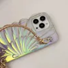 Cas de téléphone portable coréen mignon laser conch metal flower bracelet chain de chaîne de poignet pour iPhone 14 pro max 13 12 11 Couverture de protection contre les chocs de luxe J240509