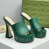 chaussures de mode pour femmes sandales luxe classique talons hauts de pantoufles de femmes pantoufles mulets glissades d'été Nouveau authentique 11,5 cm Proof de l'eau épaisse talons hauts