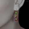 Dangle Ohrringe 2024 Goldfarbe Blatt eingelegt mit grünen Steinhänge Blumen Blumen Frauen Hochzeit Schmuckzubehör Accessoires