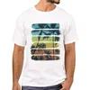 Men's T-Shirts THUB Hipster Tropical Brush Strokes Racerback Men T-Shirt Short Slve Tshirts Geometric Sunset Printed T Shirts Funny T Y240509