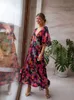 Vestidos casuales básicos FitShinling DP V Neckless Sexy Sexy Boho Long Dress Women Fashion A Line Holiday MAXI Vestidos Damas Floral NUEVO T240508