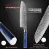 Xituo Santoku Knife 7インチダマスカス包丁Ultra Sharp Blade Best Santoku Knife for Pro Chef Restaurant-Blue G10ハンドル