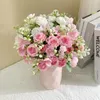 Decoratieve bloemen Silk Rose Artificial 5 Branch Fake met stengels Faux Roses Flower Bouquets for Home Wedding Party Decoratie