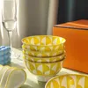 Estilo europeu Amarelo de ponta de alta tigela seis colheres de cozinha de cozinha tigela de mesa de mesa de mesa de macarrão doméstico Bowl Bowl Bow