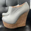 Dress Shoes High Quality Women's Heels Sexy Wedge Glamorous Round Head Elegant Black Plus Size US 5-15