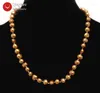Choker Qingmos Natural 8-9mm Frischwasserbraun Perlenkette für Frauen mit Barock Halsketten 17 "Chokers Fein Schmuck NEC6270