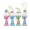 Miniatures 4pcs Christmas Notencracker Soldier Doll Ornamenten 12,5 cm Hout Craft Notencracker Puppet Desktop Decoratie Kerstboom Hangers