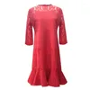 Abiti per feste Taoyizhuai 2024 Arrivo Spring Casual Style O-Neck Mermaid Stretch Plus size Rosse Grow Out Women Lace Abito 16028