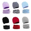 2PcsLot Baby Scarves Cap Set Warm Cotton Boy Girl Child Soild Unisex born Snood Scarf Hat For Infant Clothes Accessories 240430