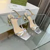 Obcasy designerskie 5 cm metalowe dekoracja klamry Slingbacks wysokie obcasy 6,5 cm luksusowe skórzane sandały sandały damskie impreza ślubna buty klasyczne sukienki Buty 5.8 01
